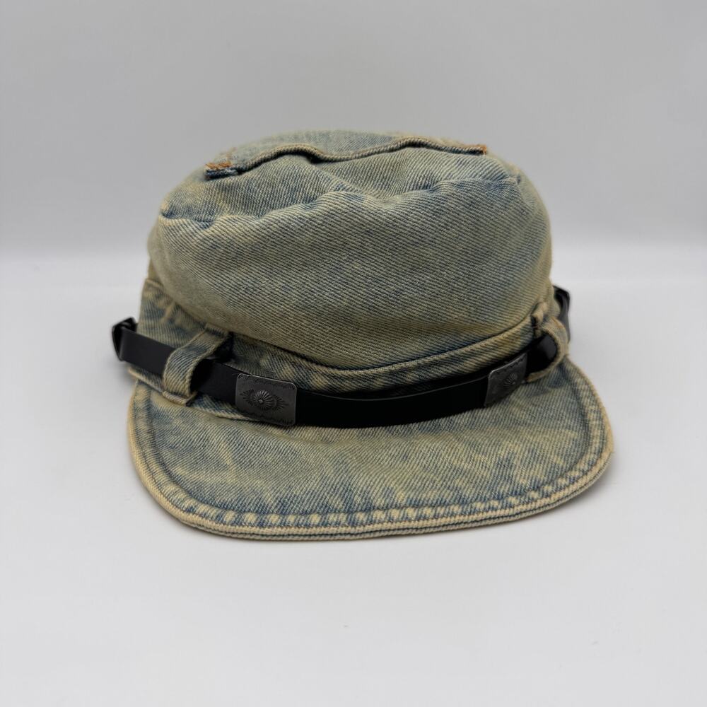 Free People Cadet Hat Womens Washed Denim Boho Western Leather Band Y2K 90s NEW - Picture 2 of 8